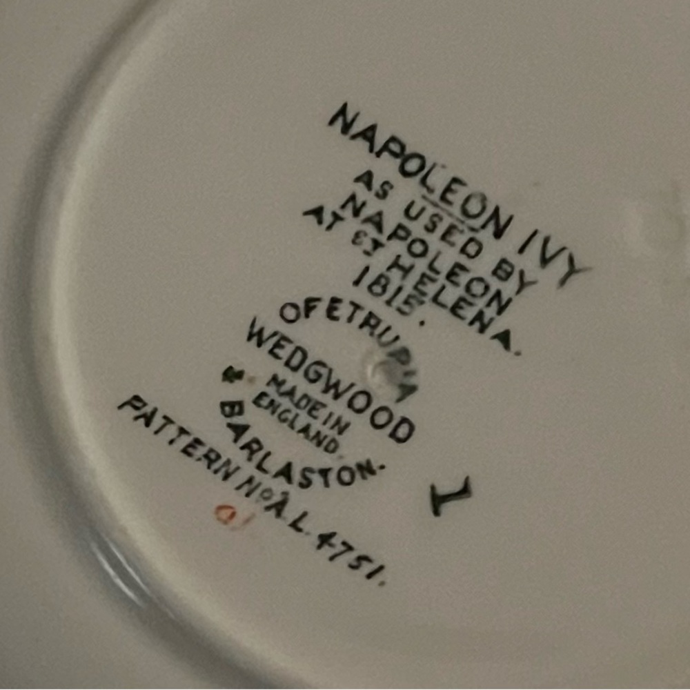 Wedgwood Napoleon Ivy🍃Plate - Elegant White and Green